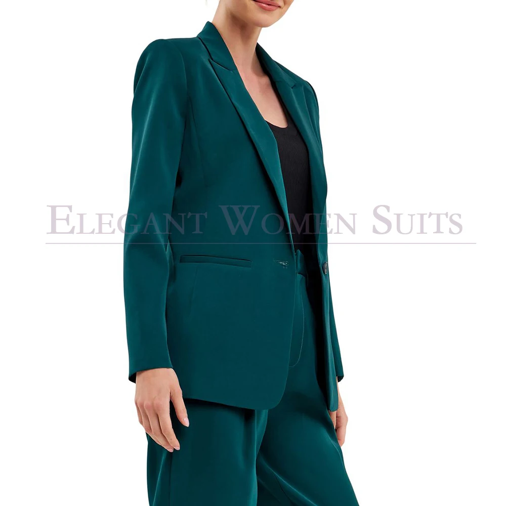 Formal Men's One-Button Suits High Quality Peak Lapel Loose Fit Office Lady 2 Piece Jacket Pants Customized Male Clothing