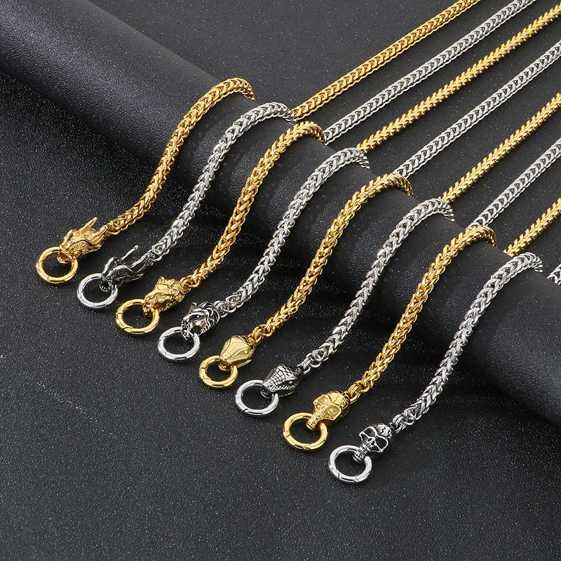 

KALEN Domineering Keel Chain Men's Necklace Skull Dragon Snake Charm DIY Stainless Steel Jewelry Thick Vintage Accessories Gift