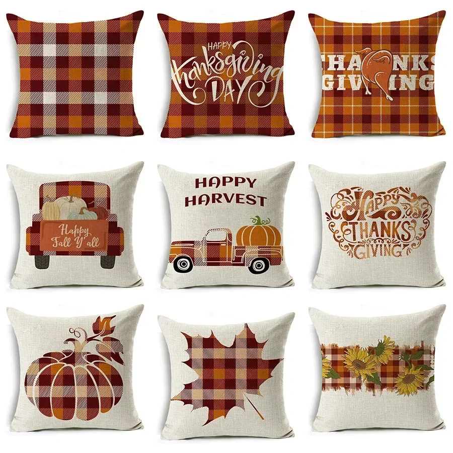 Thanksgiving Pillowcase Hello Autumn Sofa Car Pumpkin Cushion Cover Home Decoration 45*45