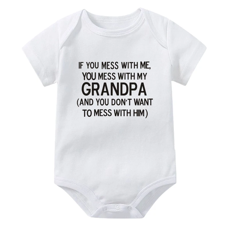 إذا كنت تعبث معي أنت تعبث مع جدتي/الجدة طباعة الطفل ارتداءها القطن طفل بذلة الوليد السروال القصير مضحك Playsuit #3