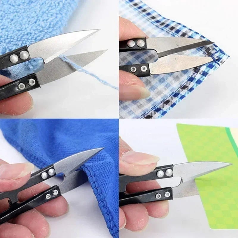 الفولاذ المقاوم للصدأ مقصات الغزل الصغيرة قطع الخياطة مقص عبر غرزة مقص خيط صنارة الصيد التشذيب القراص U موضوع مقص #5