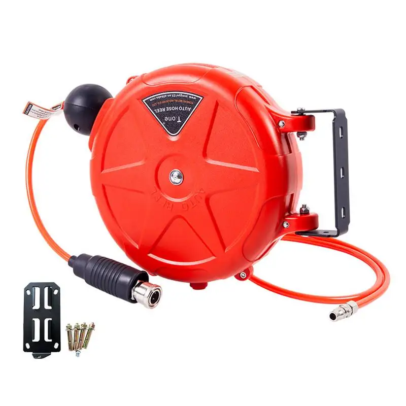 Compressor Hose Reel Retractable 10m Wall Mounted Air Hose Commercial Reel Tool Automatic Locking With Swivel Bracket Air