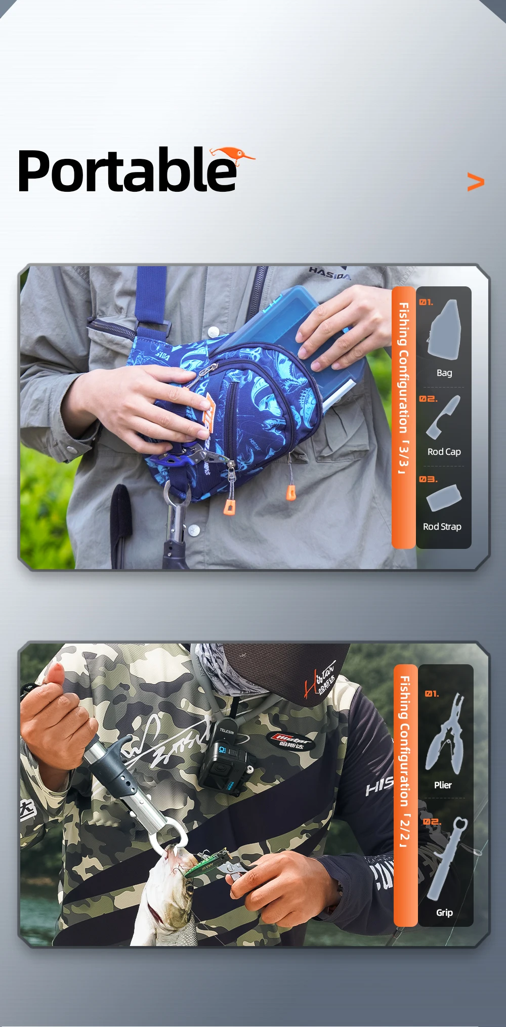 HASIDA Casting Spinning Rod Reißverschluss-Schultergurt, verstellbar, multifunktional, hochwertige Umhängetasche, Messenger-Tasche, Hüfttasche, Brusttasche, Angeltasche – Detail 2