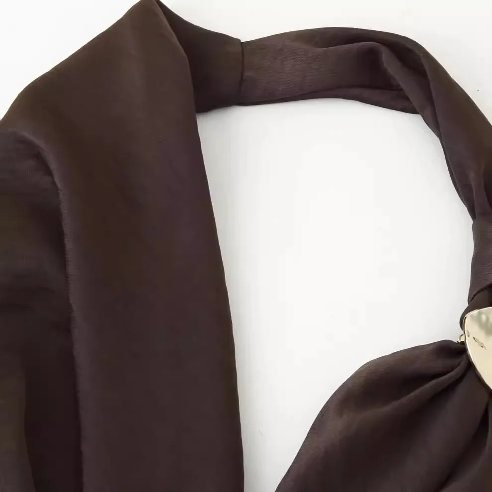 Faion Asymmetric Silk Satin Texture Midi Dr Women's High Waist A-Line Skirt Sle Polyester Fiber No Brand Registered Tr...