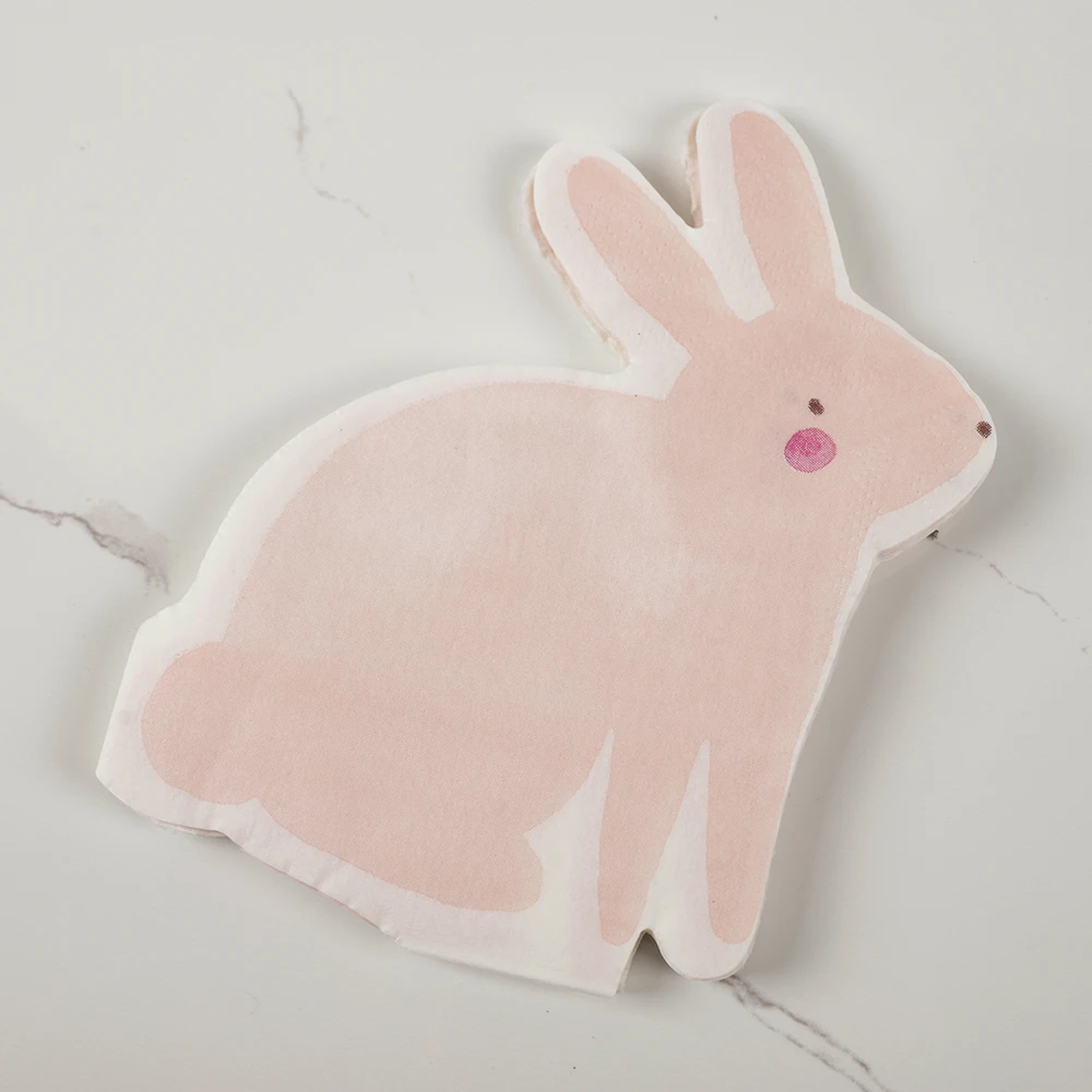 Cute Bunny Rabbit Gilding Disposable Paper Plates Napkins Tableware for Baby Shower Birthday Happy Easter Party Decoration