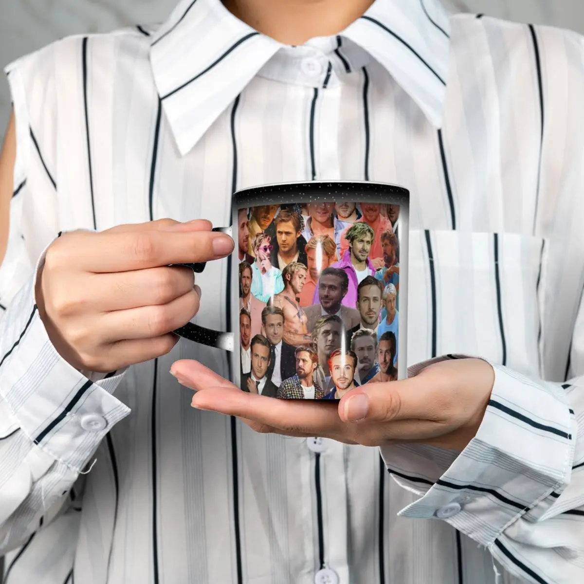 Ryan Gosling Photo Collage Mug Funny Ceramic Coffee Cups Tea Mugs Milk Cup Drinkware Gift for Woman Man