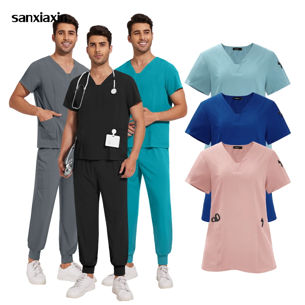 Medical Uniforms Women Men Scrubs Set Nurse Nursing Accessories Beauty Salon Spa Work Clothes Surgical Suit Lab Hospital Overall