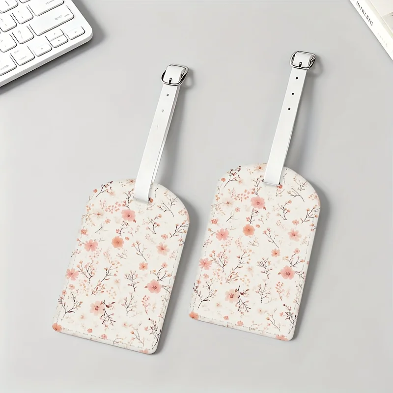 Floral Pink Luggage Tags Lightweight Suitcase Id Tags with Elegant Flower Design Ized Travel Markers for Airplane Train Bus
