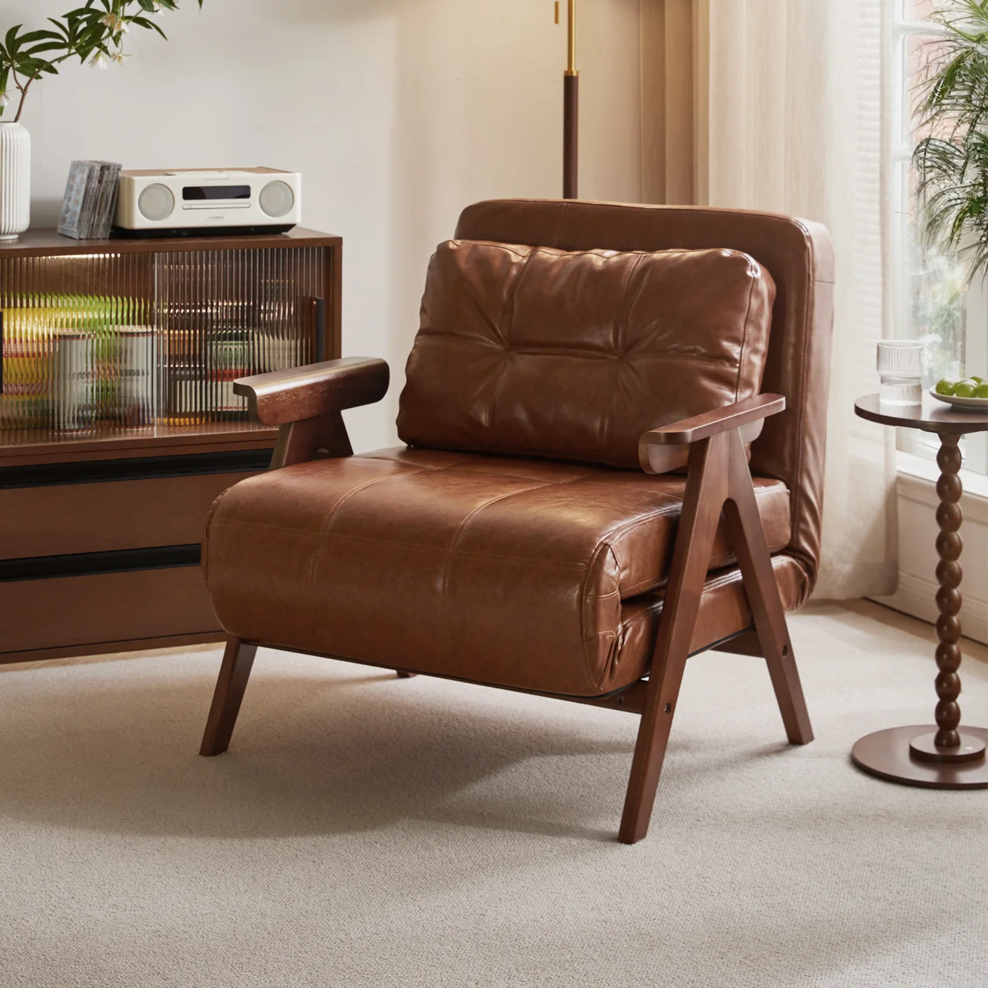 Folding sofa bed dual-purpose, living room balcony multi-function, solid wood expansion bed