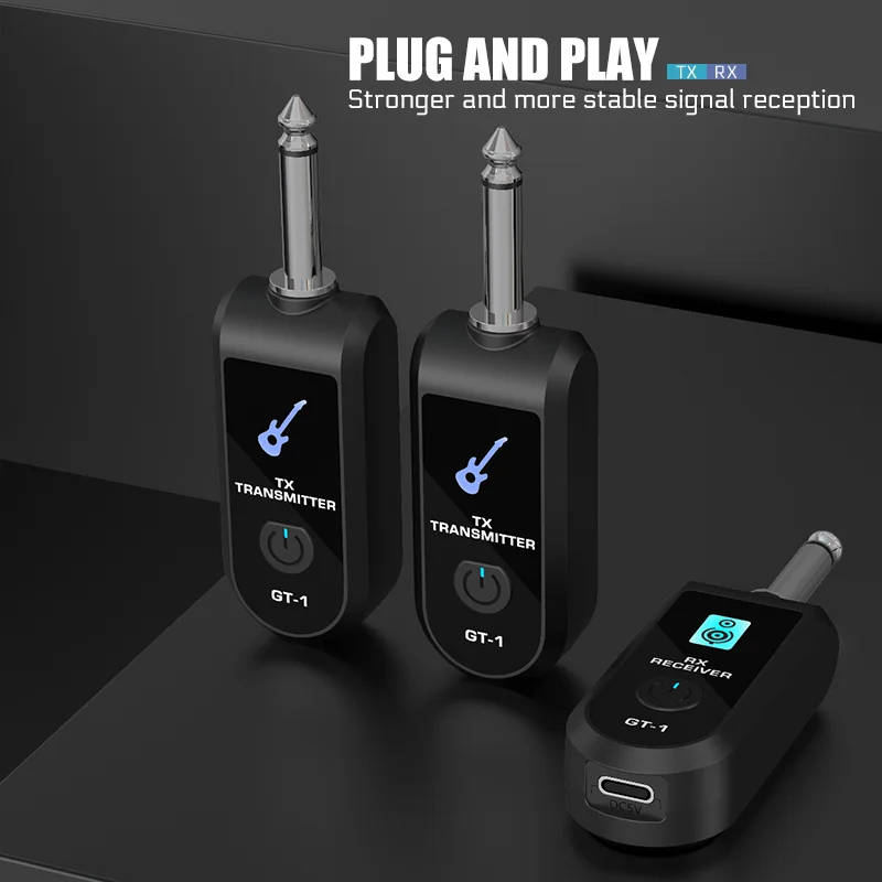 2.4G Wireless Guitar System Built-in Rechargeable Lithium Battery Wireless Guitar Transmitter Receiver for Electric Guitar Bass