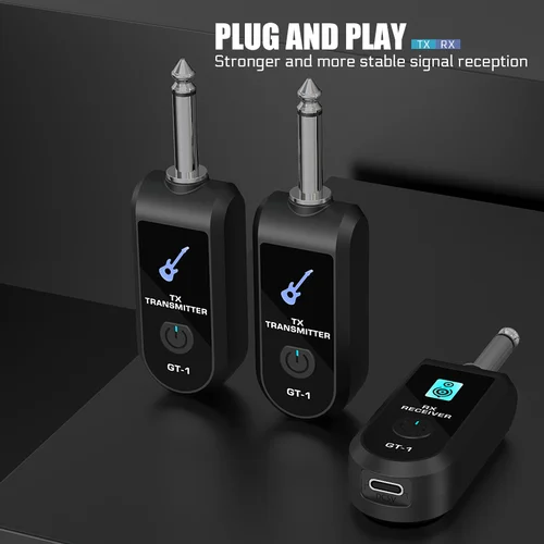 Imagen 2 del producto Sistema de guitarra inalámbrico de 2,4G, batería de litio recargable integrada, transmisor receptor de guitarra inalámbrico para bajo de guitarra eléctrica