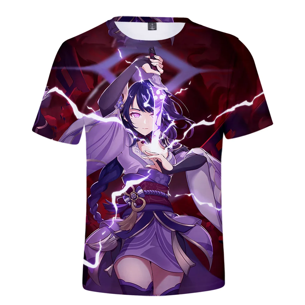 

2026 Genshin Impact Raiden Shogun 3D Print Tshirt Spring Summer Men/Women Street Clothes T-shirt Streetwear Kawaii style Tshirt
