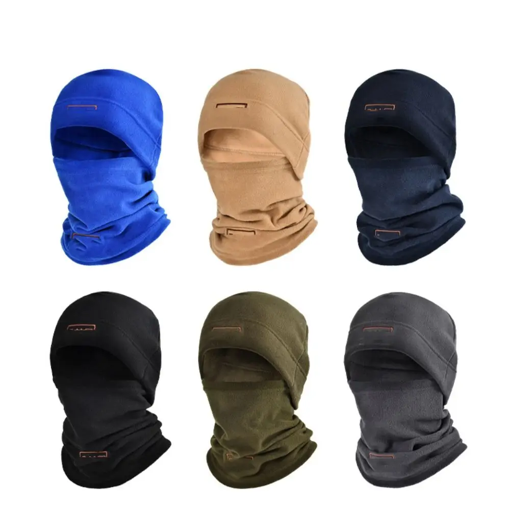 New Polar Fleece Hat Scarf Set Hood Face Mask Cold Protection Balaclava Neck Warmer Thickened Warm Ear Protection Cap Women Men