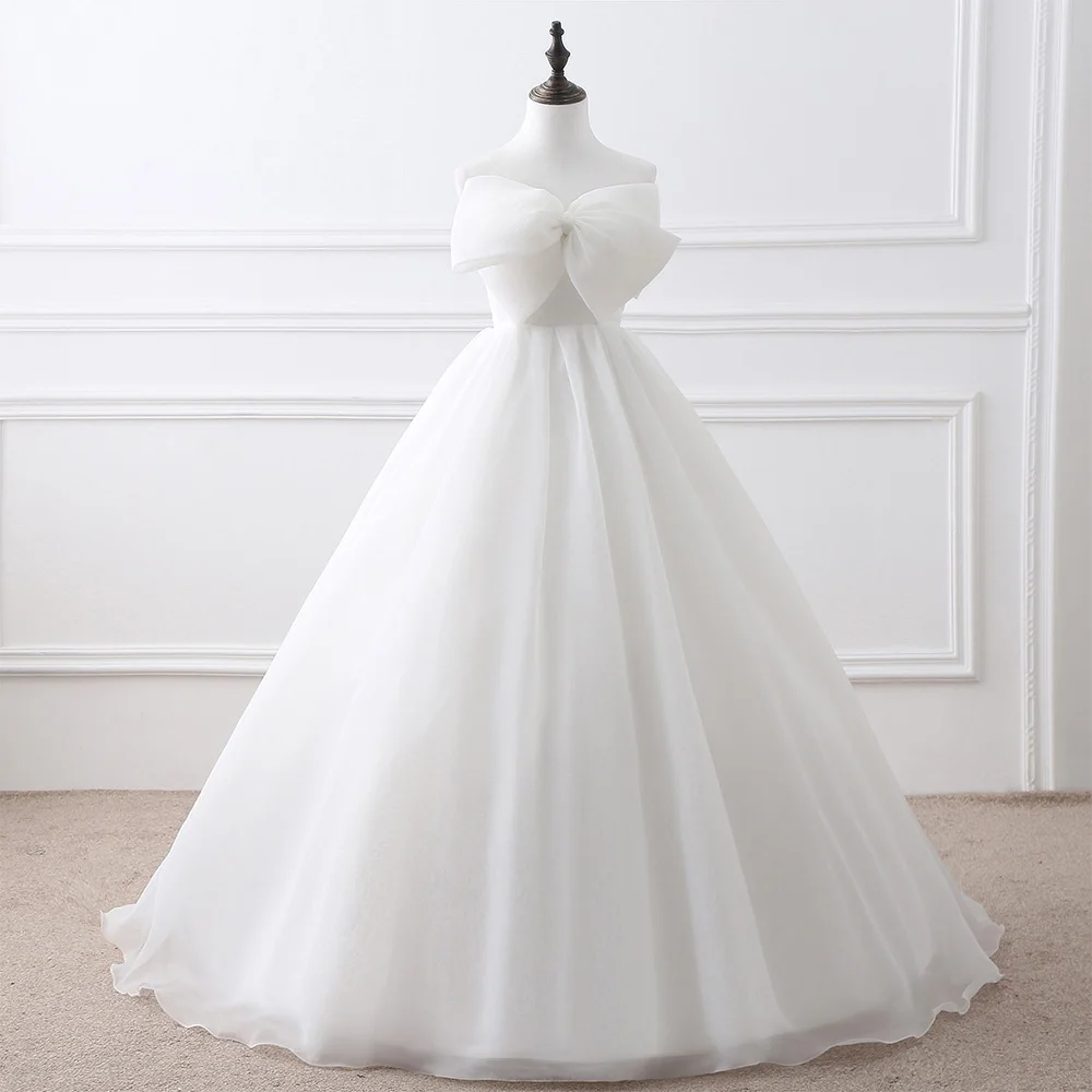 

CustomizedRomantic and Charming Lace Up Back Bow Evening Dresses A-Line Modern Strapless Tulle Sleeveless Plus Size Gowns For Oc