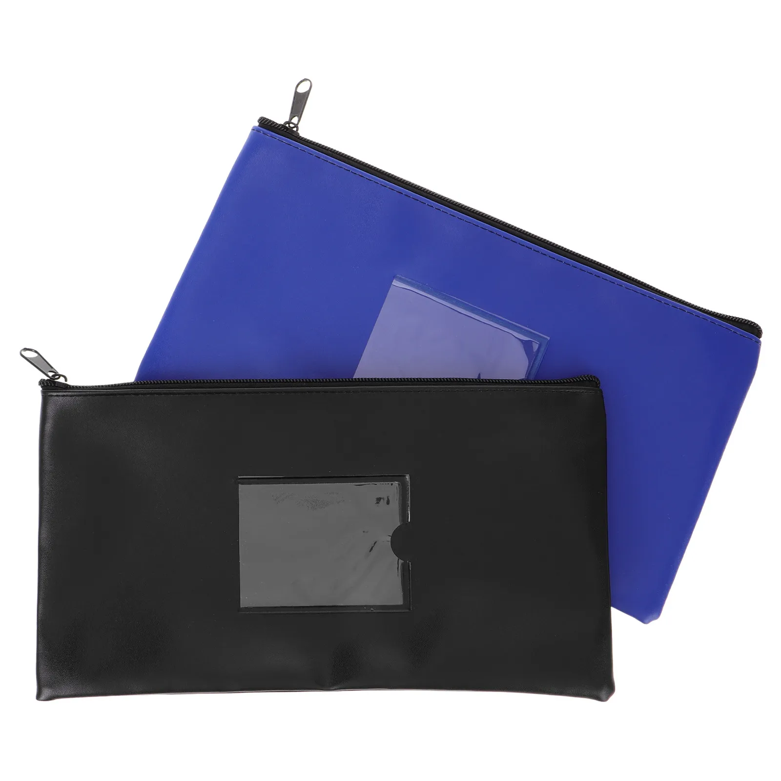 

Compact PU Zipper Money Pouch with Clear Window for Cash Coins Invoices Receipts Bank Deposit Bills Wallet Organizer