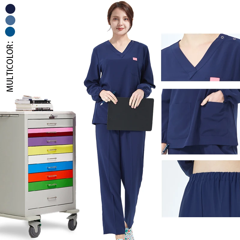 High Quality Medical Scrub Uniforms Stretch Dentist Nursing Suits Silky Surgeon Working Clothes Hospital Doctor Scrub Suits S03