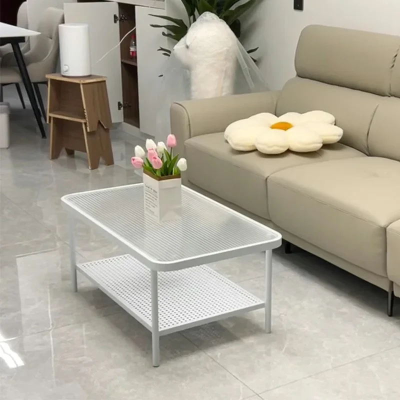 

Japanese glass coffee table, small apartment, simple and light luxury, living room and bedroom, rectangular storage table