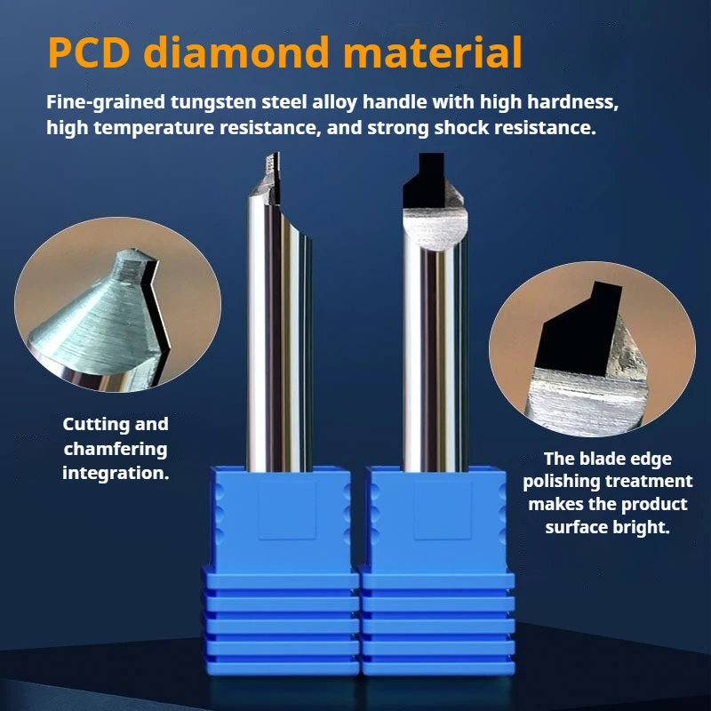 PCD Cutting & chamfering integrated milling cutter tungsteel Chamfer End Mill for Acrylic copper aluminum alloy Carving machine