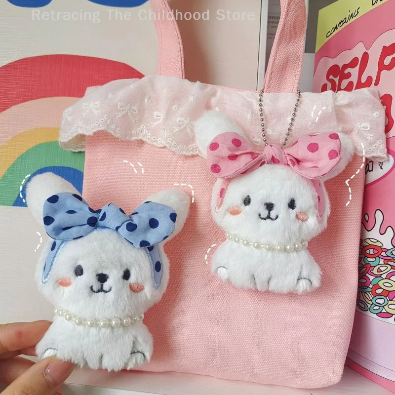 Kawaii collier en peluche lapin porte-clés poupée pendentif mignon dessin animé sac à dos suspendu clé de voiture pendentif breloques accessoires cadeaux
