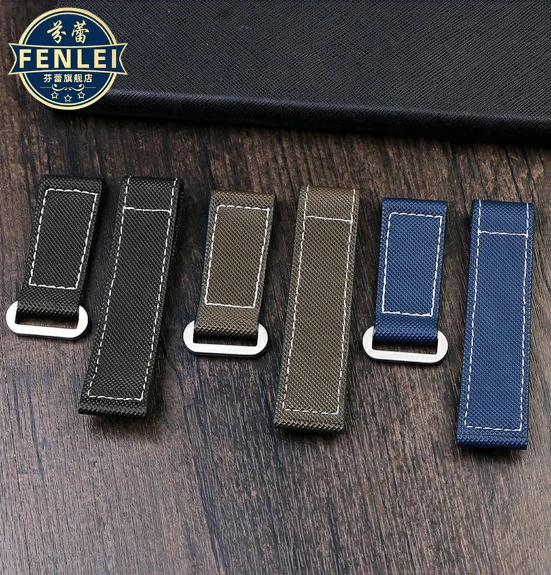 سوار ساعة نايلون منقوش للرجال ، حزام قماش ، 24 ، سوار أزرق ، بانيراي لومينو PA441 ، جودة عالية ، ألياف كربون