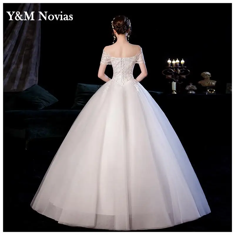 Neue Koreanische Elegante Chinesische Hochzeit Kleid Mit Lange Stickerei Appliqures Spitze Hochzeit Kleider Prinzessin Plus Szie Braut Kleider