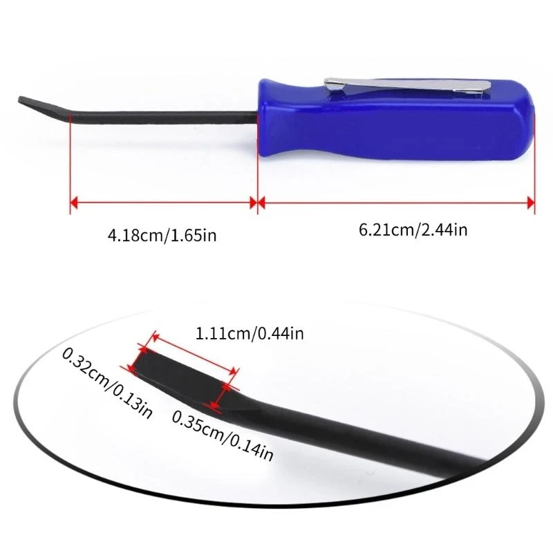 

A2BF Pry Bar with Clip Short Angled Operating Handy Tool Car Repair 4 Sided Grip Tool