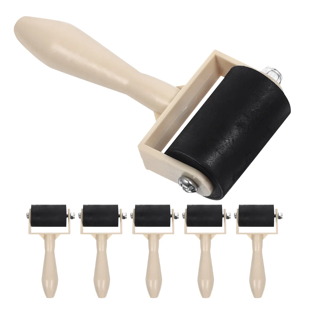 6 rolos de impressão dos pces para a ferramenta de artesanato multifuncional do rolo da pintura da tinta de papel para projetos de arte impressão do bloco resistente