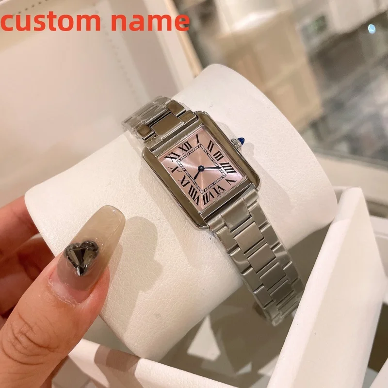 Orologi personalizzati Orologio da polso analogico da donna d'affari con quadrante rettangolare dal design elegante, movimento al quarzo resistente all'acqua