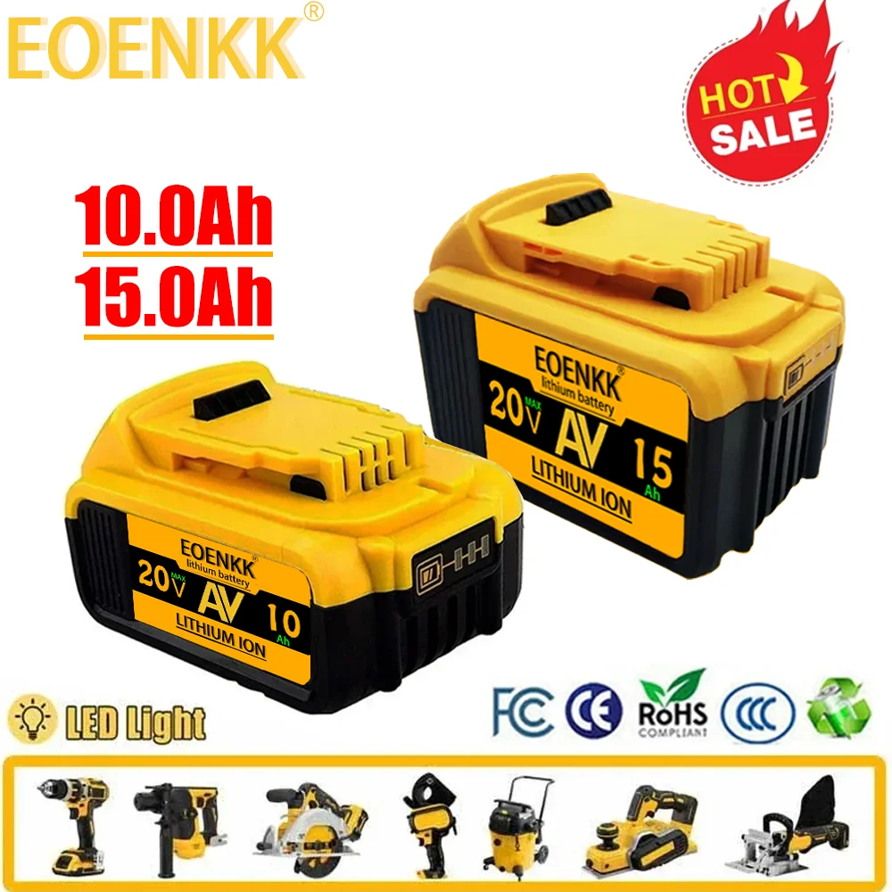 Nowy wymienna bateria litowy DCB200 20V 10.0 ah15.0ah dla Dewalt 18V DCB184 DCB200 DCB182 DCB180 DCB181 DCB182 DCB201 DCB206