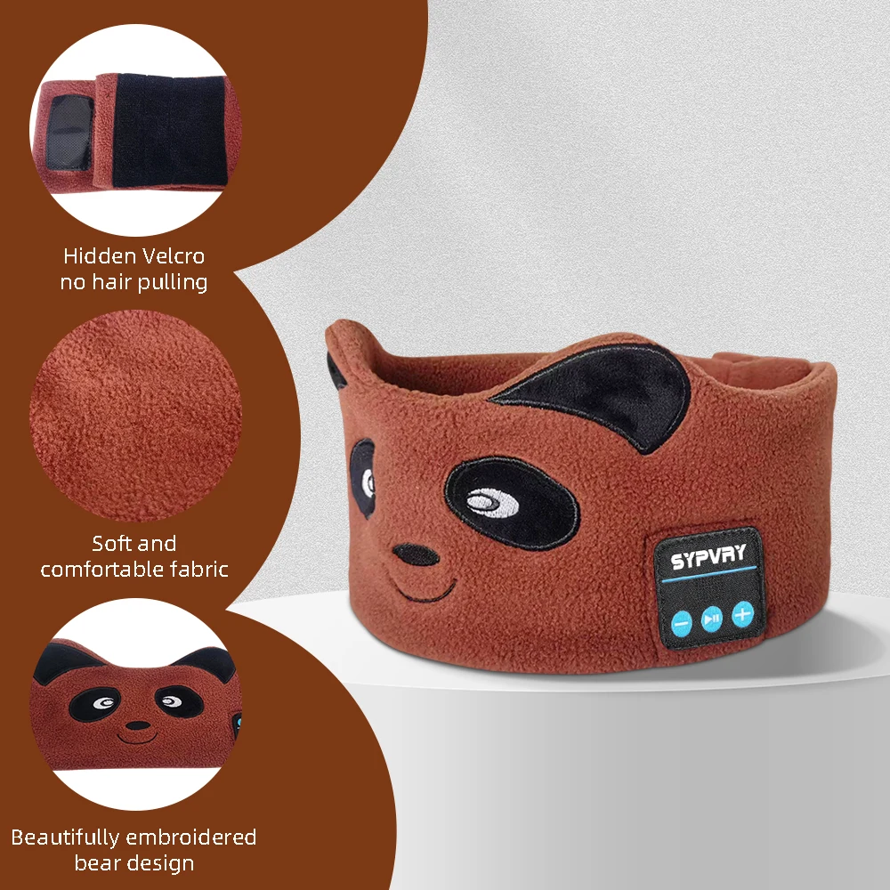 Children Bluetooth Sleep Headband Eye Mask, 5.0 Stereo Music Soft Headphones for Kids Boys Girls Sleeping Gift