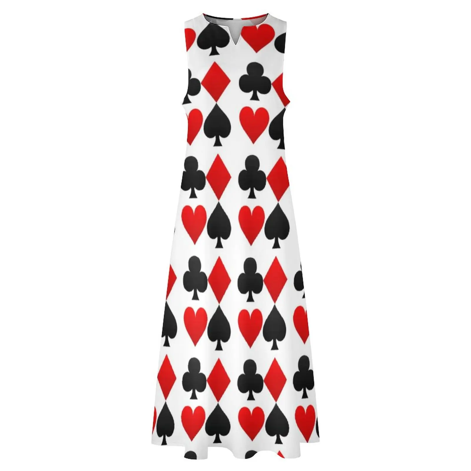 Poker Card Dress Hearts Diamonds Clubs Spades Vintage Maxi Dress Street Style Bohemia Long Dresses Print Vestido Big Size 5XL