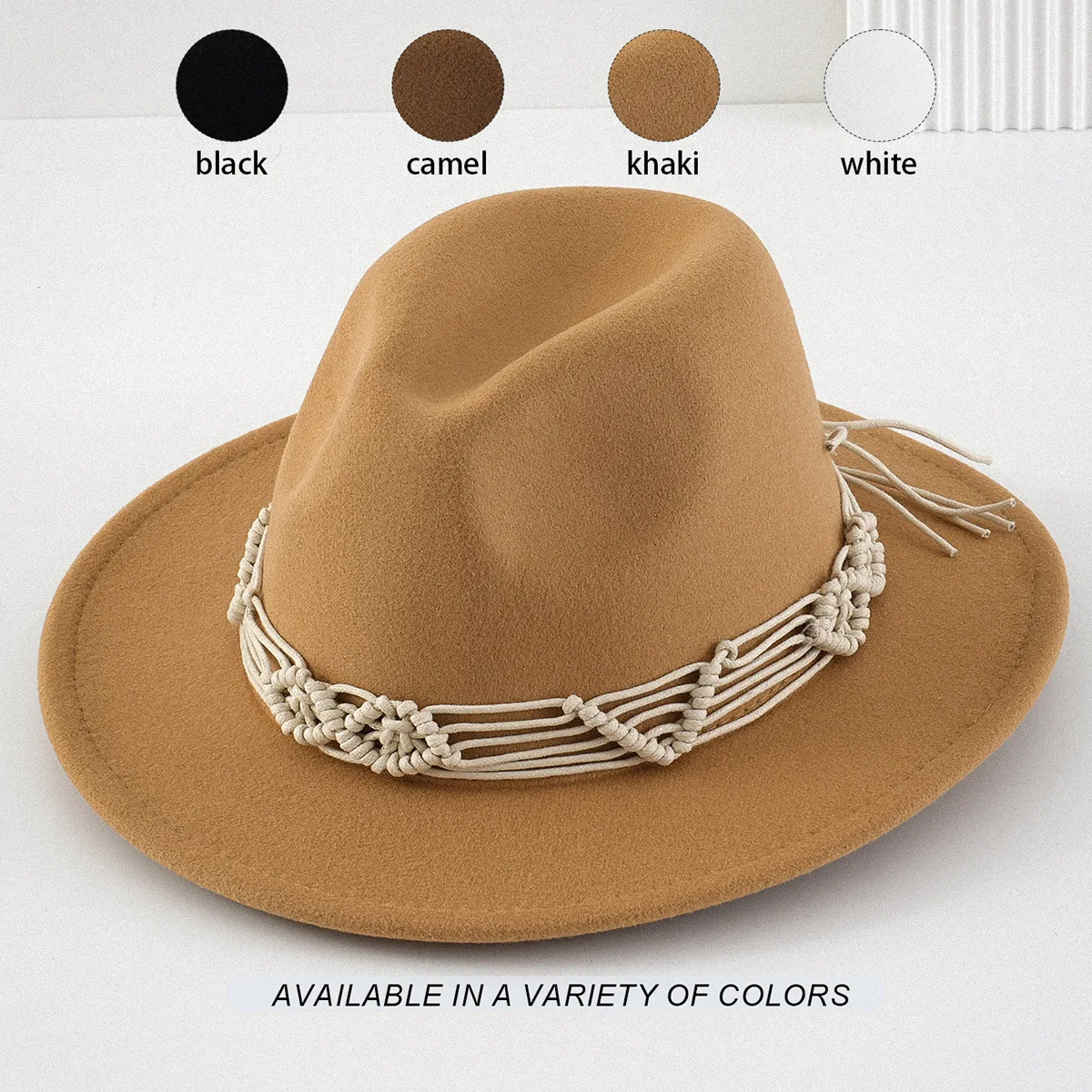 

HongLuan Vintage Brown/Black Felt Top Hats, Bohemian Fedora Cowboy Hat Woman, Cowboy Accessories & Party Caps for Man Original