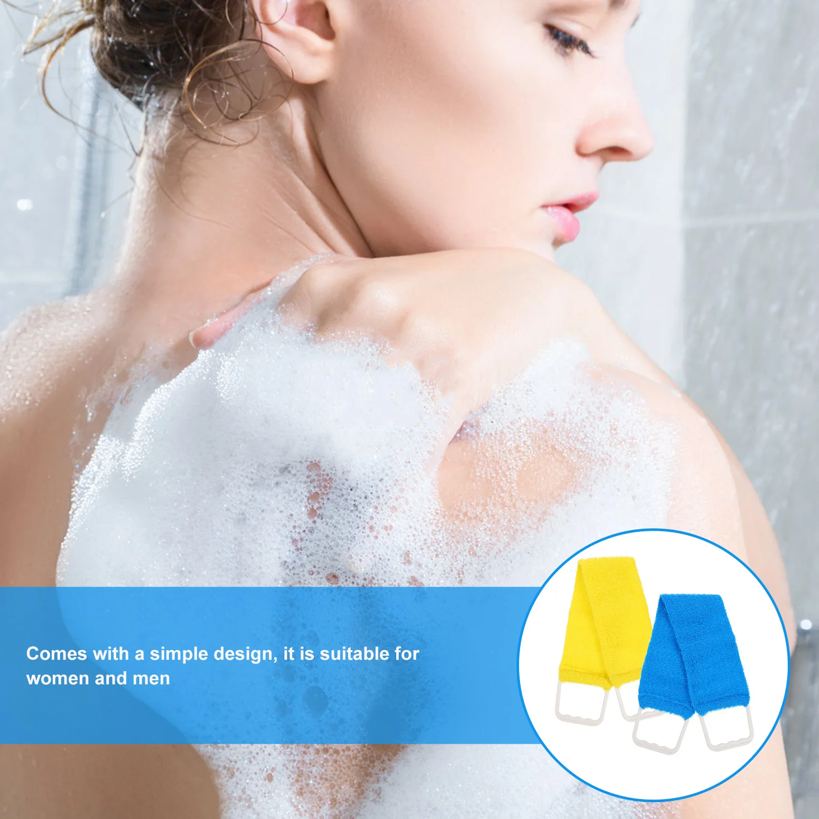 

Natural Solid Scrubber Double-Sided Exfoliate Pull Shower Rub Back Strip Massage Bath Towel Back Scrubber for Men