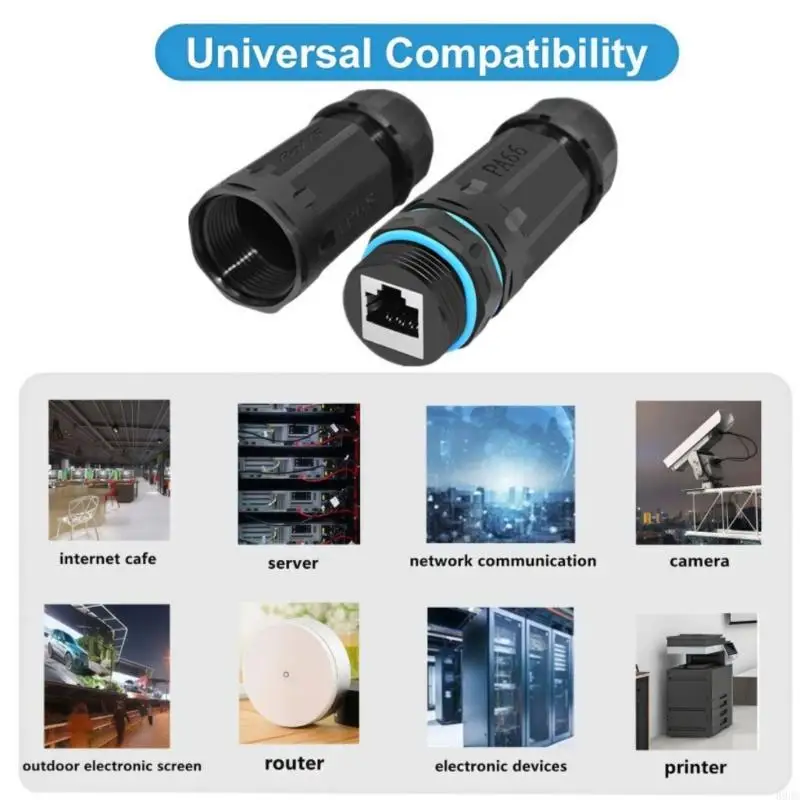 CAT6 RJ45 Female to Female Coupler with M25 Screw-Lock Housing for Outdoor Ethernet Cable Joins, Camera Cabling, and 896C