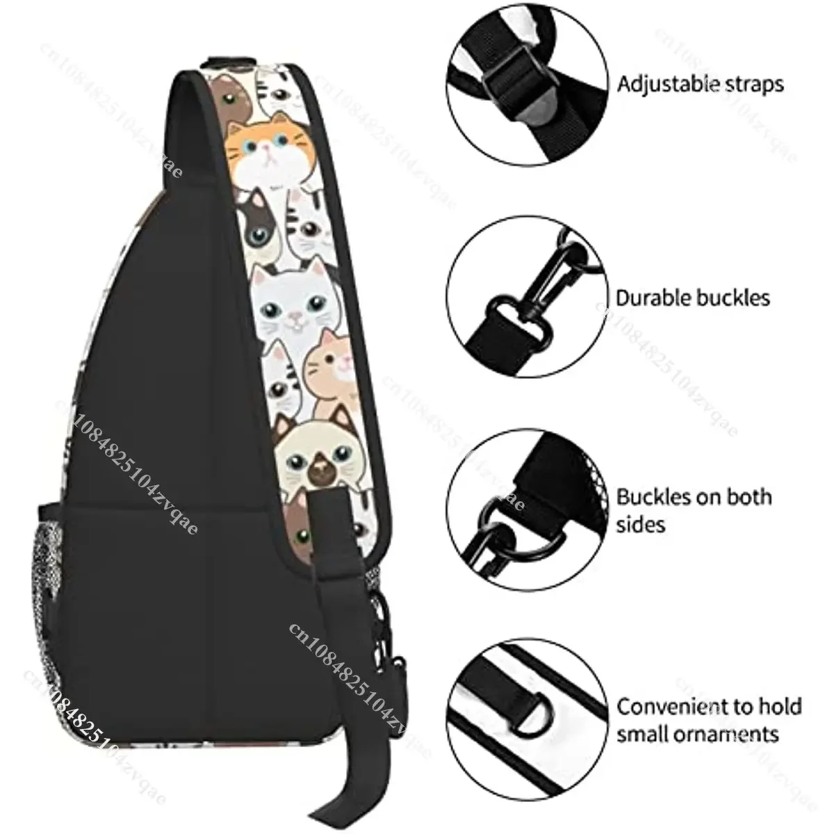 Cat Cartoon Sling Rugzak Crossbody Schoudertas Reizen Wandelen Daypack Casual Boekentas