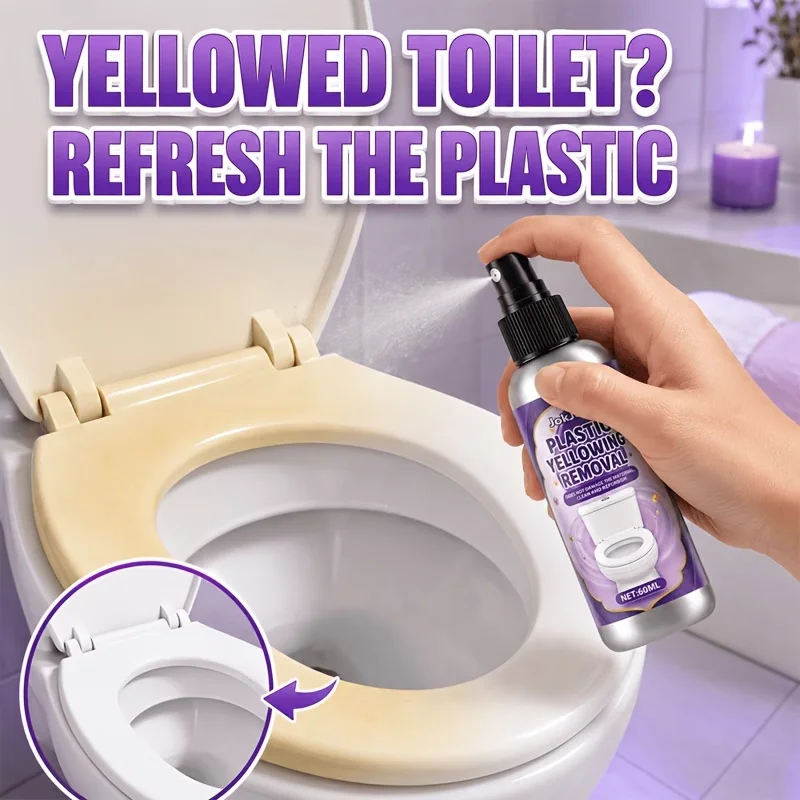 Plastic Yellowing Remover Spray, Toilet Seat Whitening & Appliance Refurbishment Agent, 60ml Quick Oxidation Stain Cleaner