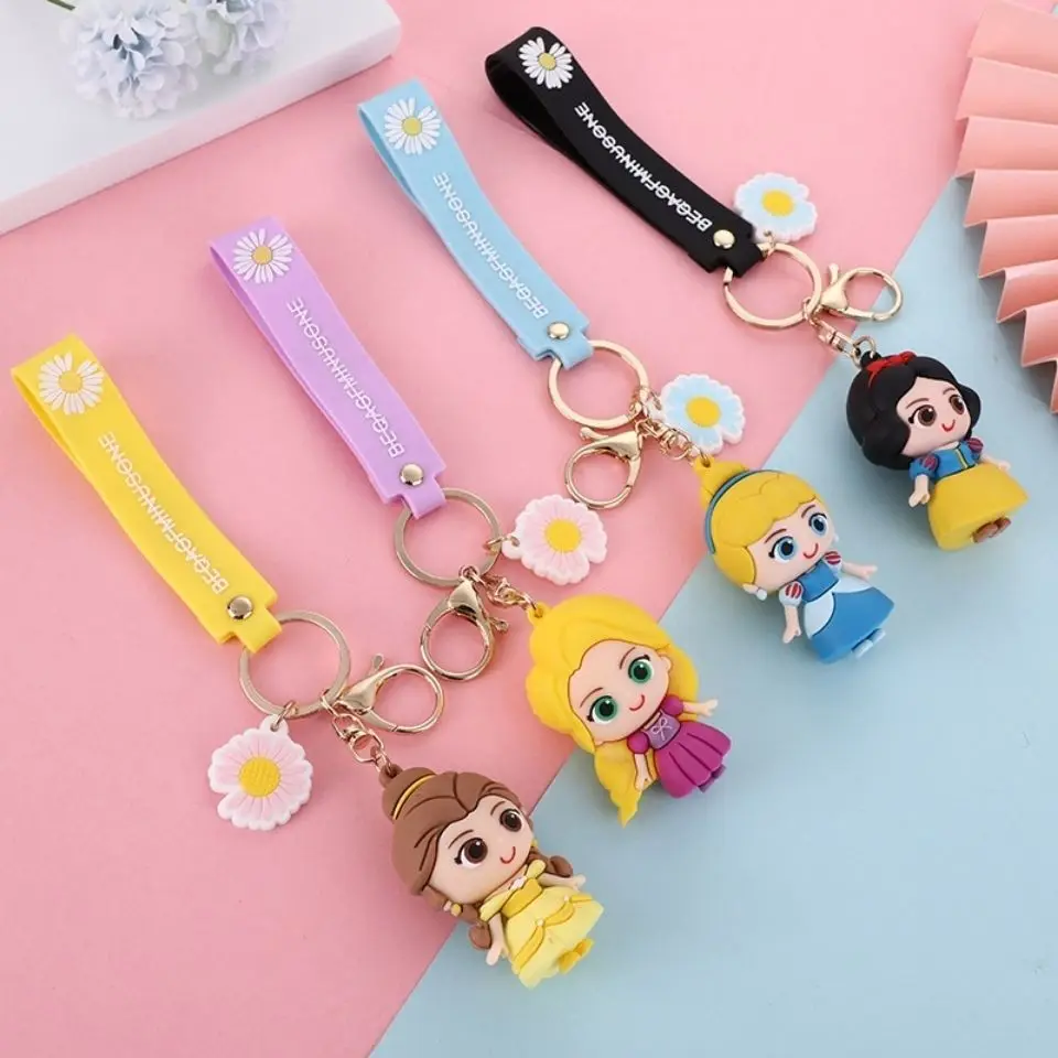 Cartoon Fashion Cute Snow Mermaid Long Hair Alissa Belle Princess Female Keychain Doll Pendant