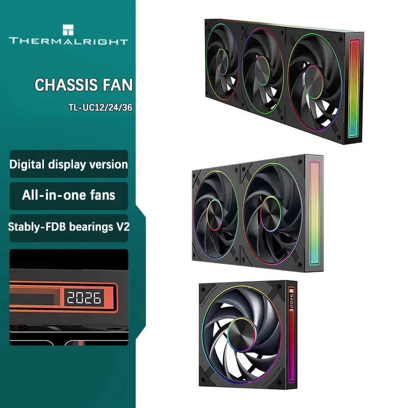 Thermalright TL-UC12/24/36 Performance Level Fan Pressure Fan ARGB Infinity Mirror Smart Speed Display 2400 RPM PWM Temperature