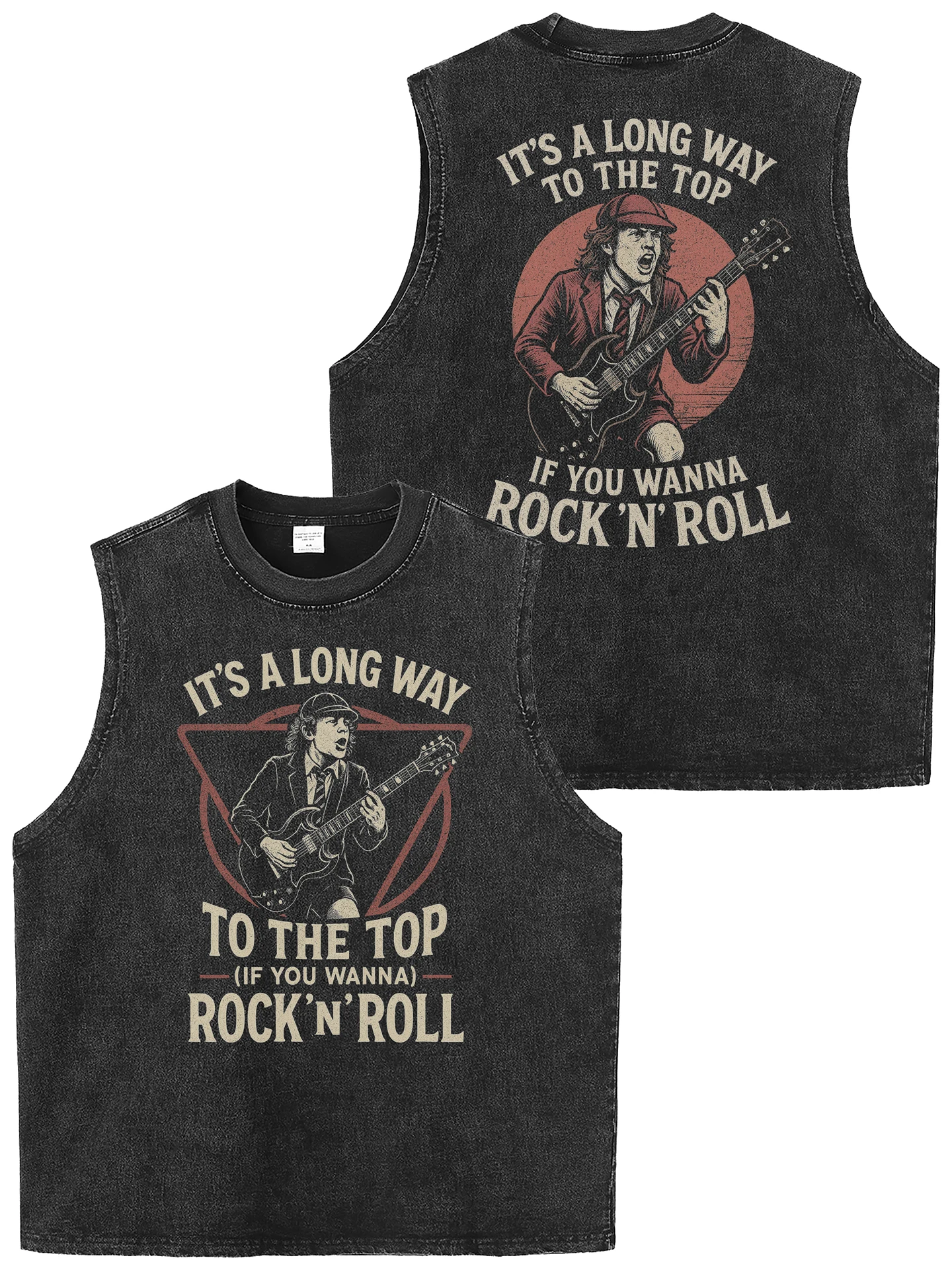 Washed Vintage American Street Style Rock Band Portrait Loose Sleeveless T-Shirt Tank Top Breathable Comfortable Pure Cotton