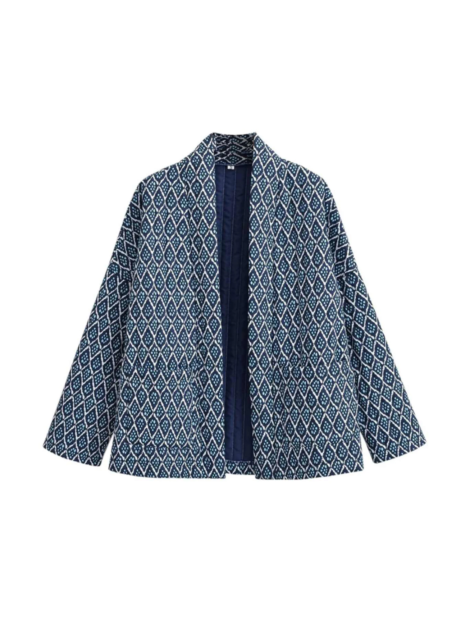 

Women's Blue Checked Print Autumn Jacket Coat Vintage Harajuku Aesthetic Long Sleeve Jacket Outerwear 2000s Fashion Clothes 2025