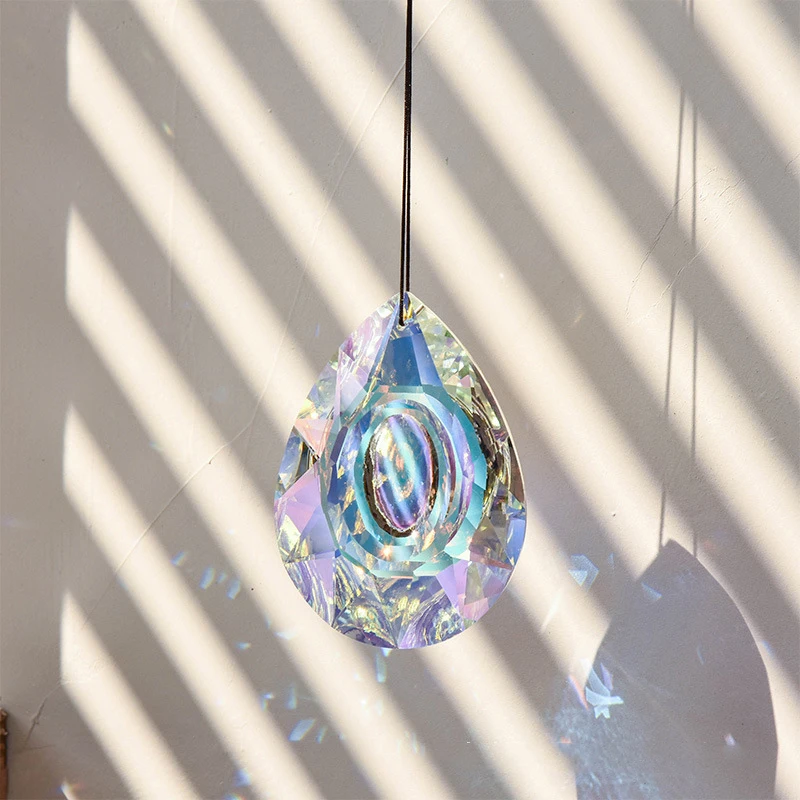 New Double Sided Dazzling Dragon Eye Crystal Glass Pendant Suncatcher Prism Windows Decorative Hanging Rainbow Maker Toy Gifts