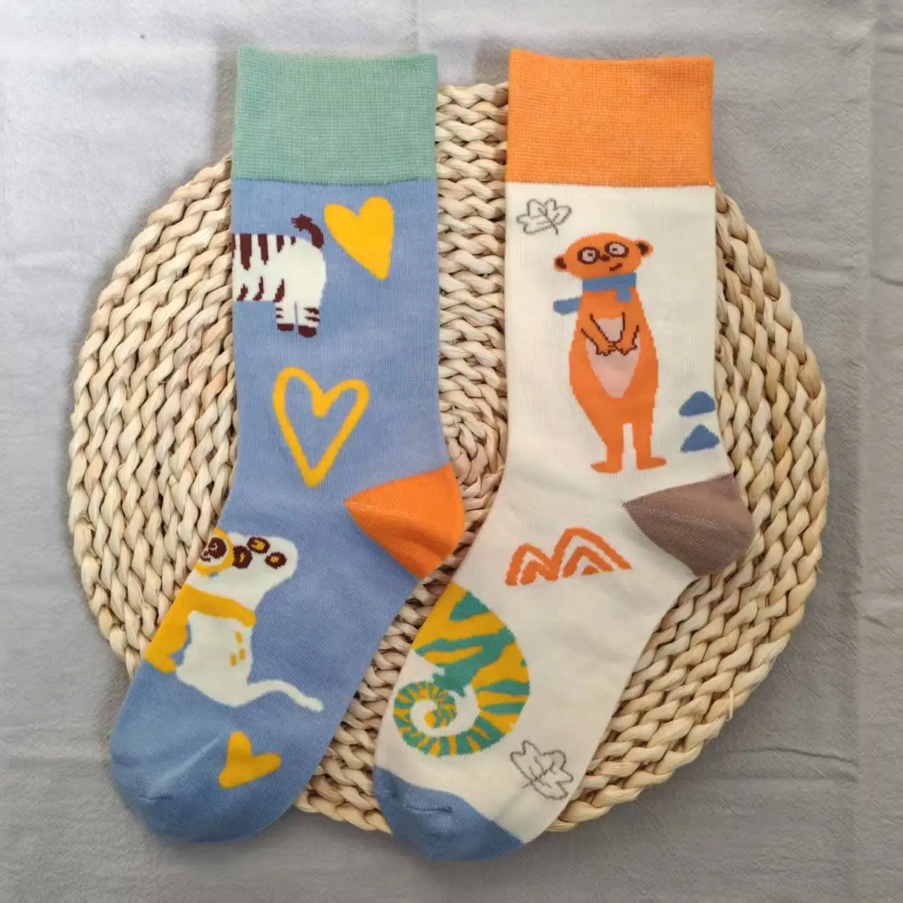 New Original Design Cute Meerkat AB Trend Cotton Crew Socks Unisex Funny Cartoon Irregular Socks Women Men Skateboard Long Socks