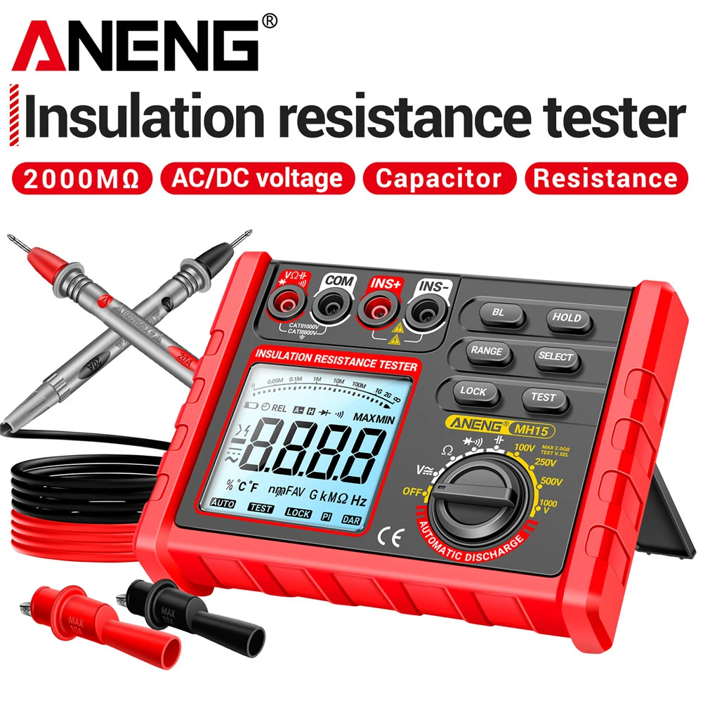 ANENG MH15 Digital Insulation Resistance Meter Automatic Discharge AC/DC Voltage Tester Voltmeter Megohmmeter Tester Tools