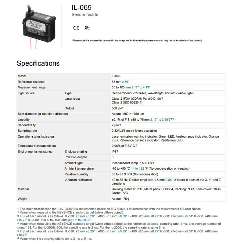 IL-065 Новый оригинальный лазерный датчик смещения KEYENCE CMOS, доступный большой запас, добро пожаловать на запрос