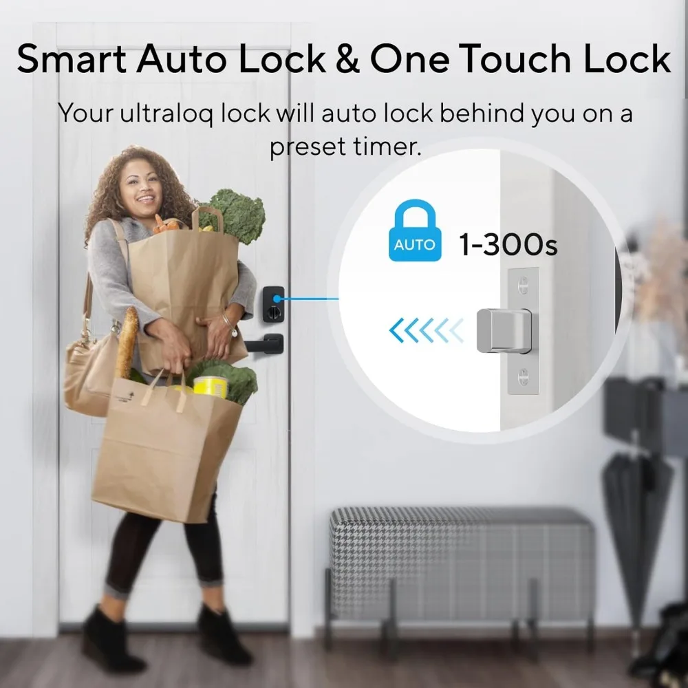 U-Bolt Pro Smart Lock with WiFi Bridge, Keyless Entry Door Lock with Fingerprint, App Remote Access, Share Code, Auto Unlock, B
