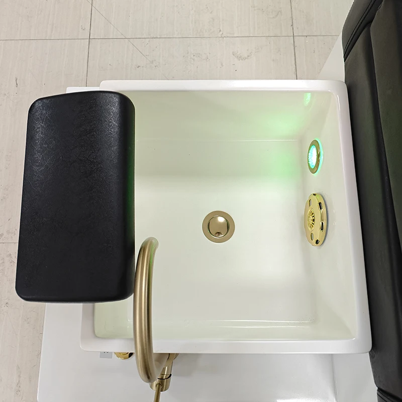 2026 New Arrival Nail Salon Furniture Foot Spa Pedicure Station Modern Luxury White Base Pedicure Chair with Lights 5