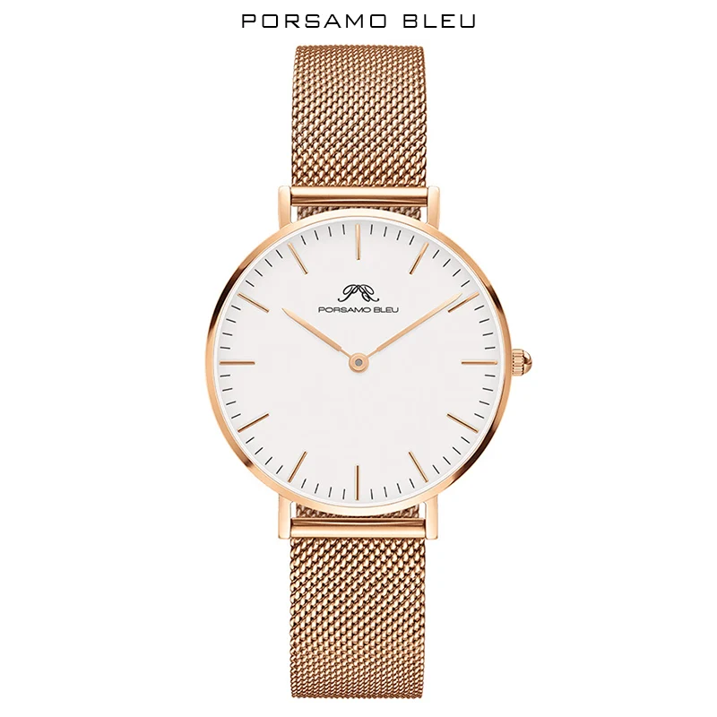 Relógio de quartzo feminino Porsamo Bleu, marca japonesa, popular, movimento, Daniel Wellington