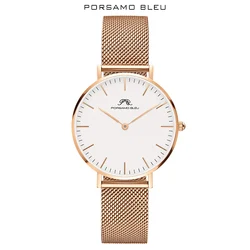 Relógio de quartzo feminino Porsamo Bleu, marca japonesa, popular, movimento, Daniel Wellington