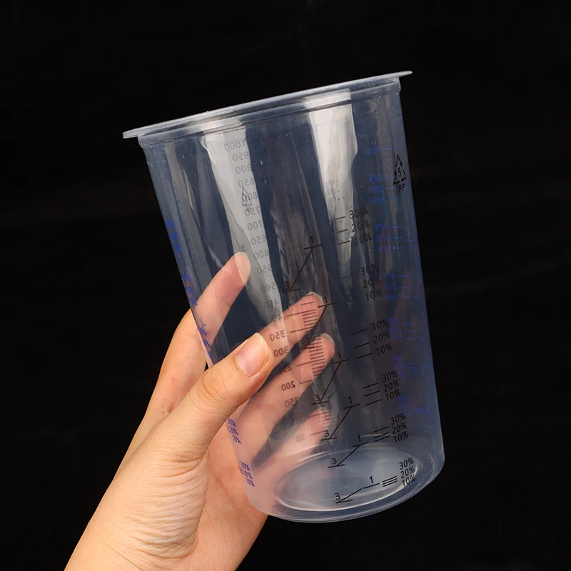 10PCS Multifunctional Transparent Disposable Measuring Cups 1000ml Clear Graduated Plastic Paint Mixing Cups DIY Accessories