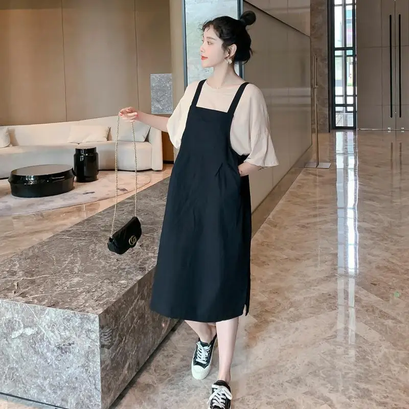 Maternity Summer Dress Cute Suit Loose Top Strap Skirt Fashion New Maternity T-shirt Dress Summer